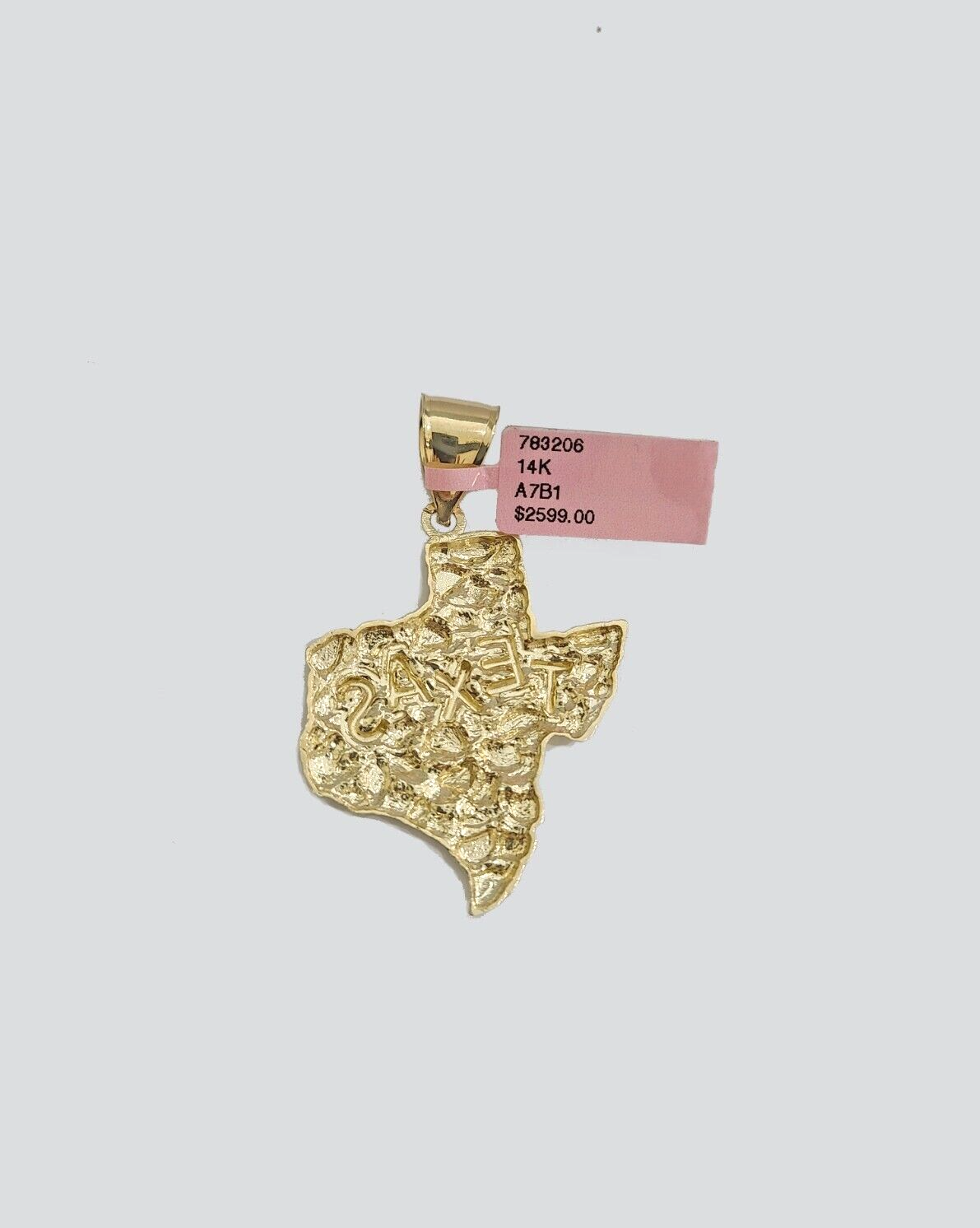 Real 14k Yellow Gold Texas Map Charm 2'' Inch Pendant 14kt for Chain & Necklaces