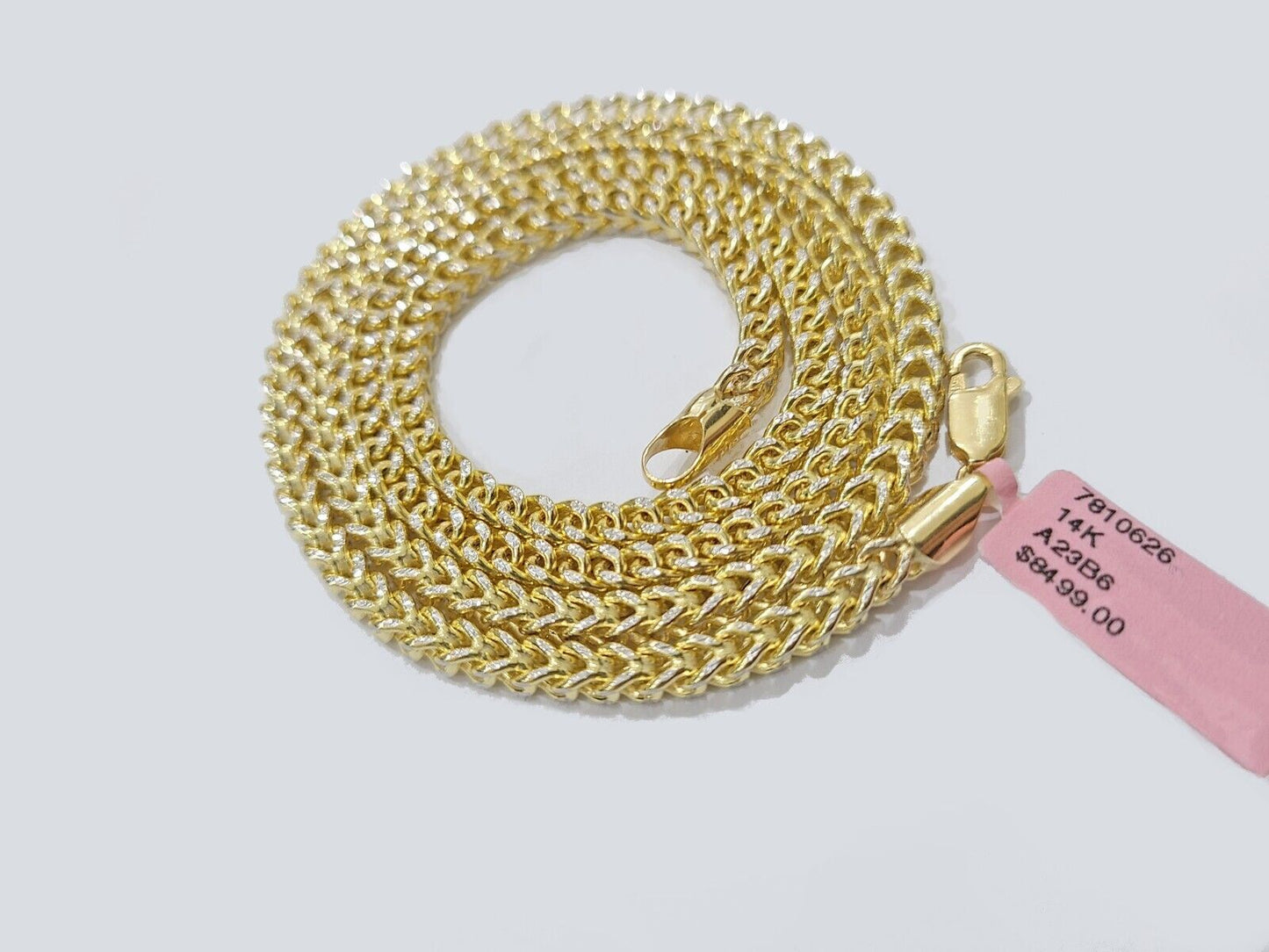 14k Yellow Gold Franco Chain Two-tone Necklace 4mm 22 Inch Diamond Cut 14kt SALE