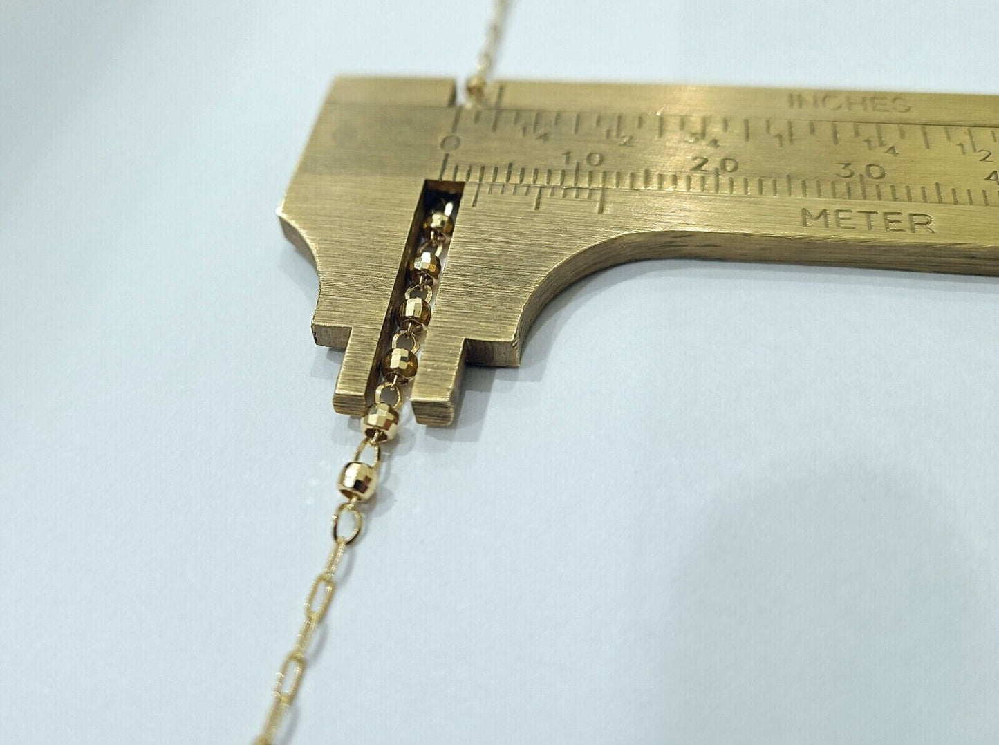 Real 14k Yellow Gold 2mm Rosary Chain 18" inch Necklace And Jesus cross Pendant