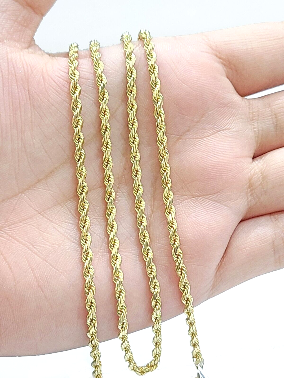 Real 10k Yellow Gold 3mm Rope Chain 26" inch Necklace Praying Hand Charm Cross