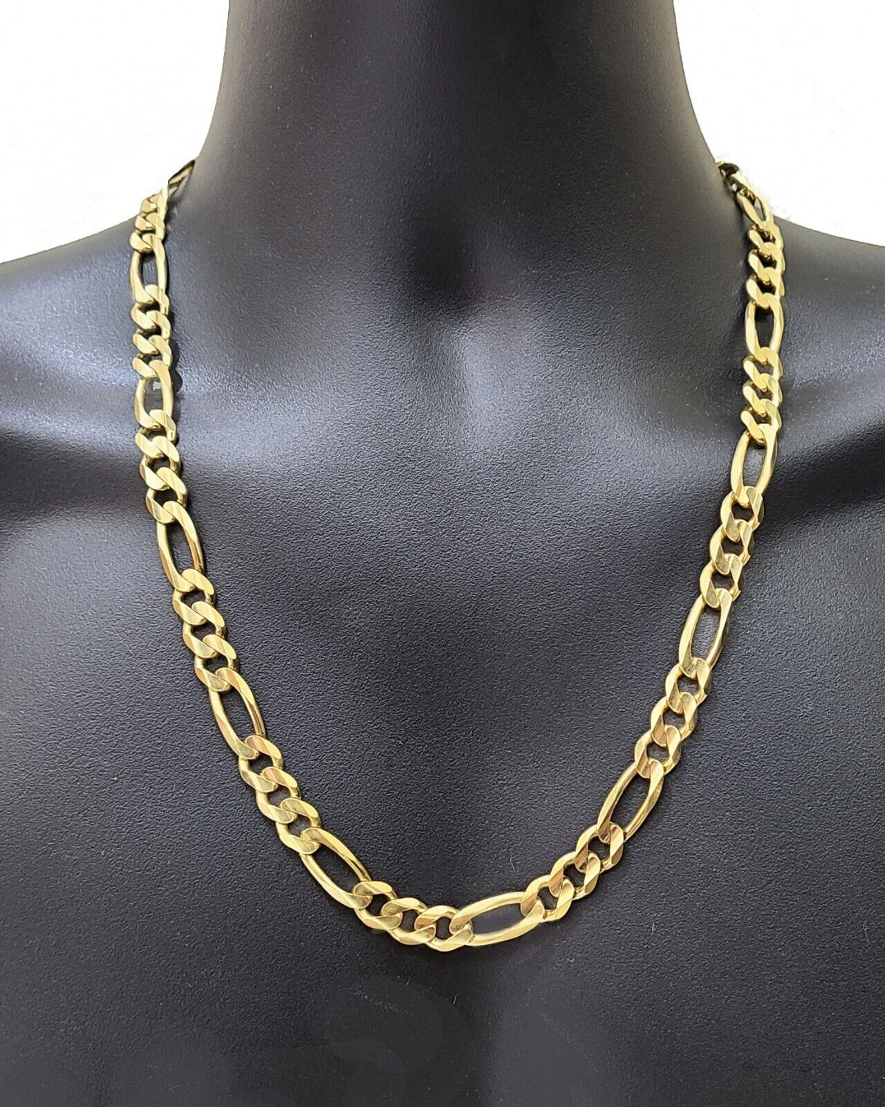 14k Solid Yellow Gold Figaro Chain 10mm 24'' Inches Necklace Real