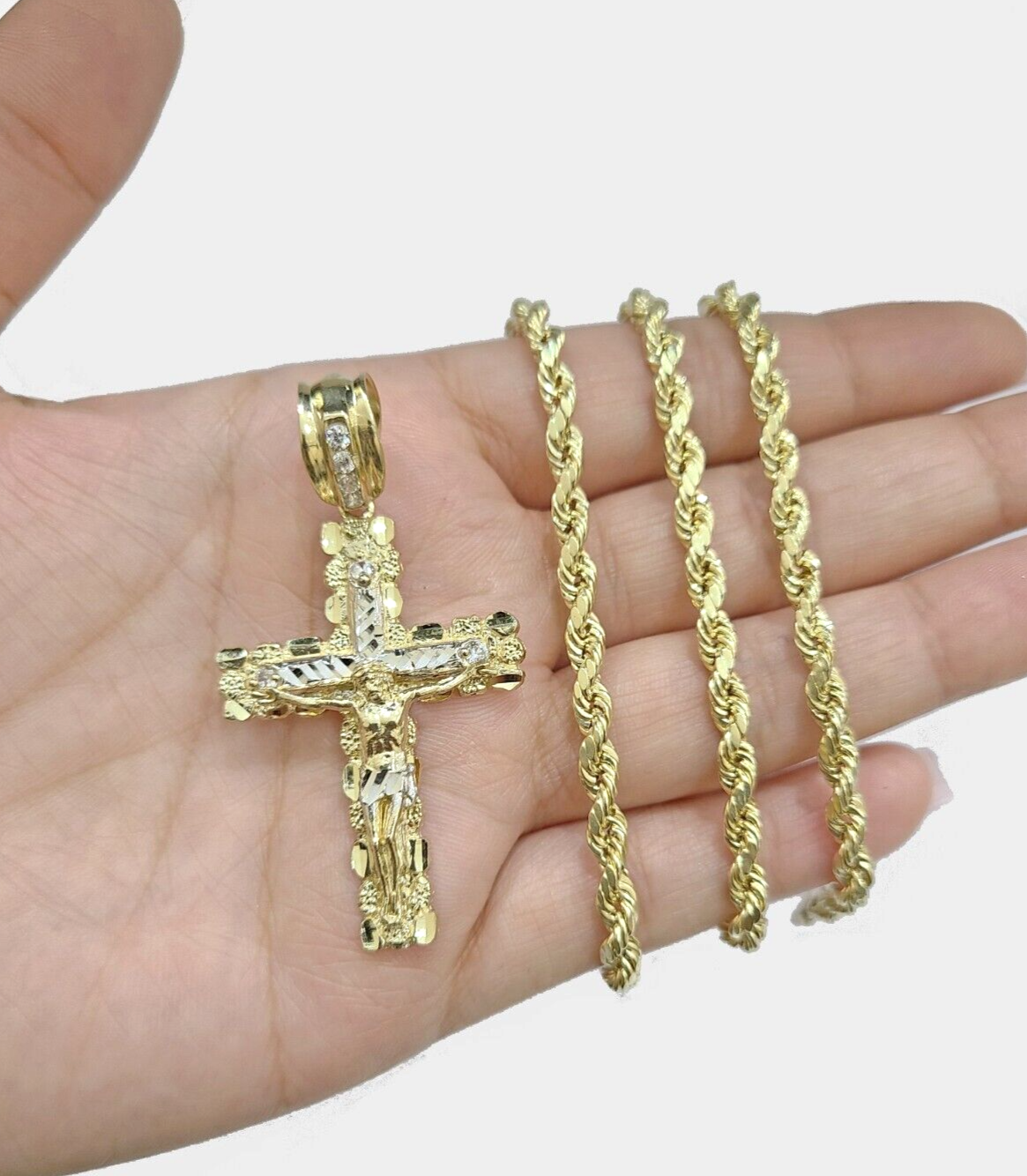 Rope chain hot sale gold with cross