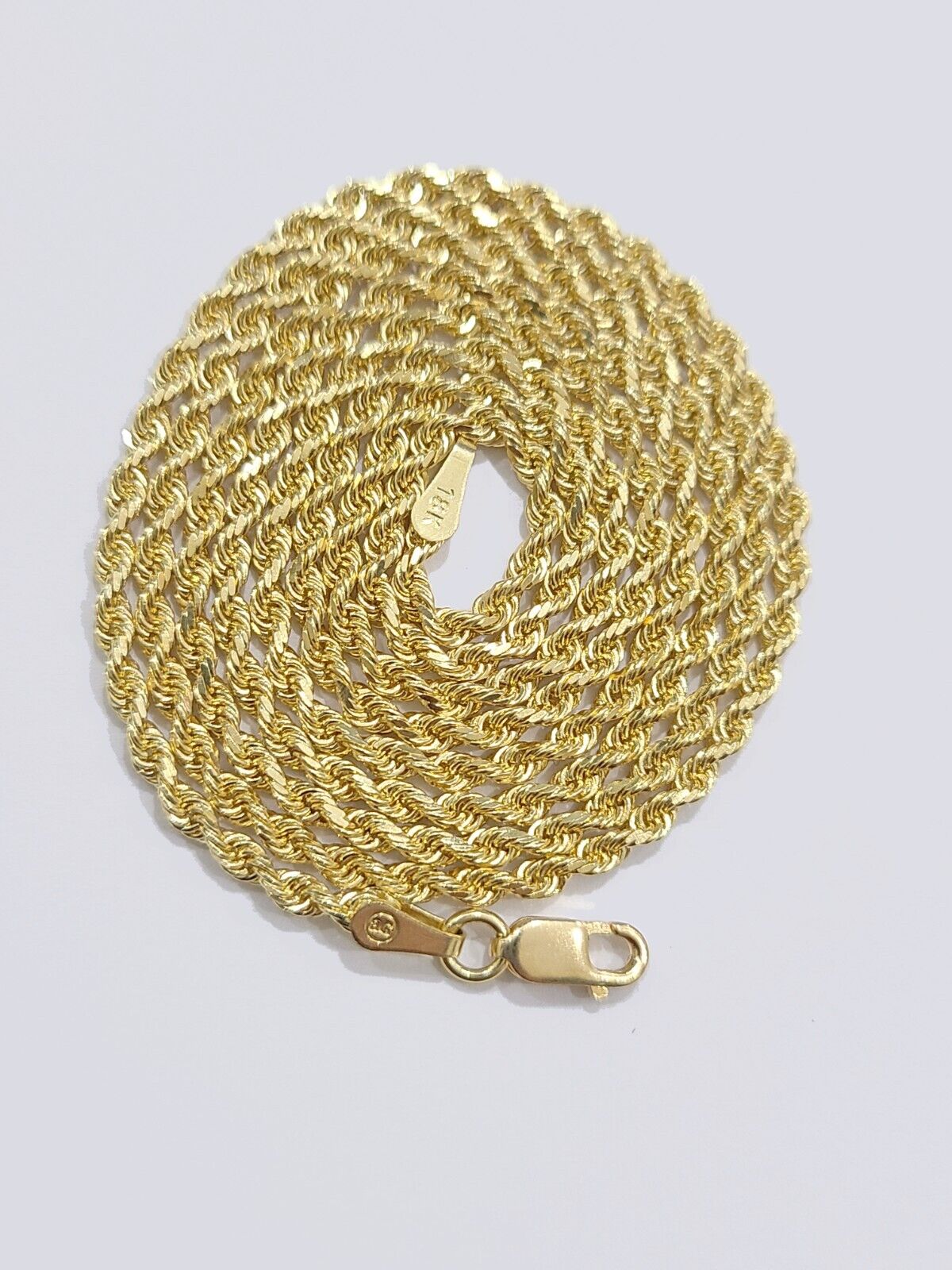 Solid 18k Yellow Gold Necklace Rope Chain 2mm 18'' Inch Real 18kt Men Women SALE