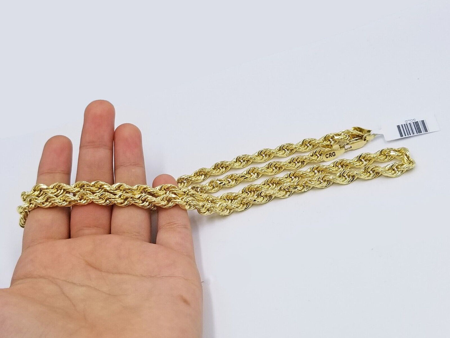 Real 14k Yellow Gold Necklace Rope Chain 6mm 26" inch 14kt Men's Chain For Charm