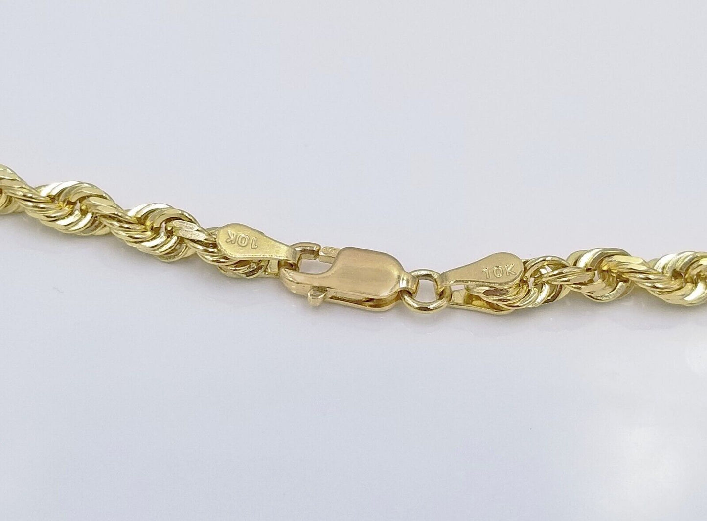 Solid 10k Yellow Gold Rope Chain Necklace 24" inch 3.5 mm Diamond cuts Real 10kt