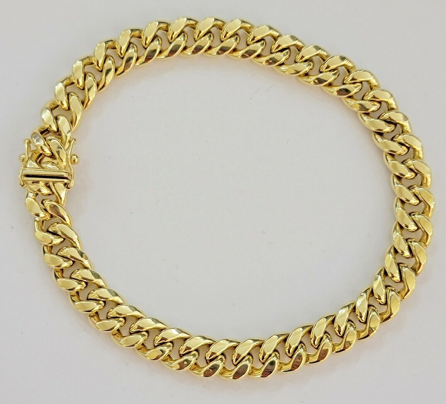 14k Yellow Gold Miami Cuban Link Bracelet 9 inch 8mm Real 14kt Box Lock For Men