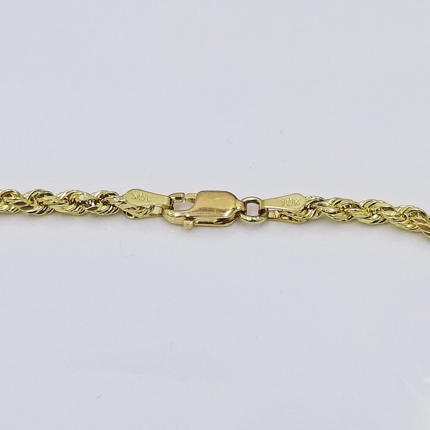 Real 10k Yellow Gold 3mm Rope Chain 18" inch Necklace And Jesus Head Pendant