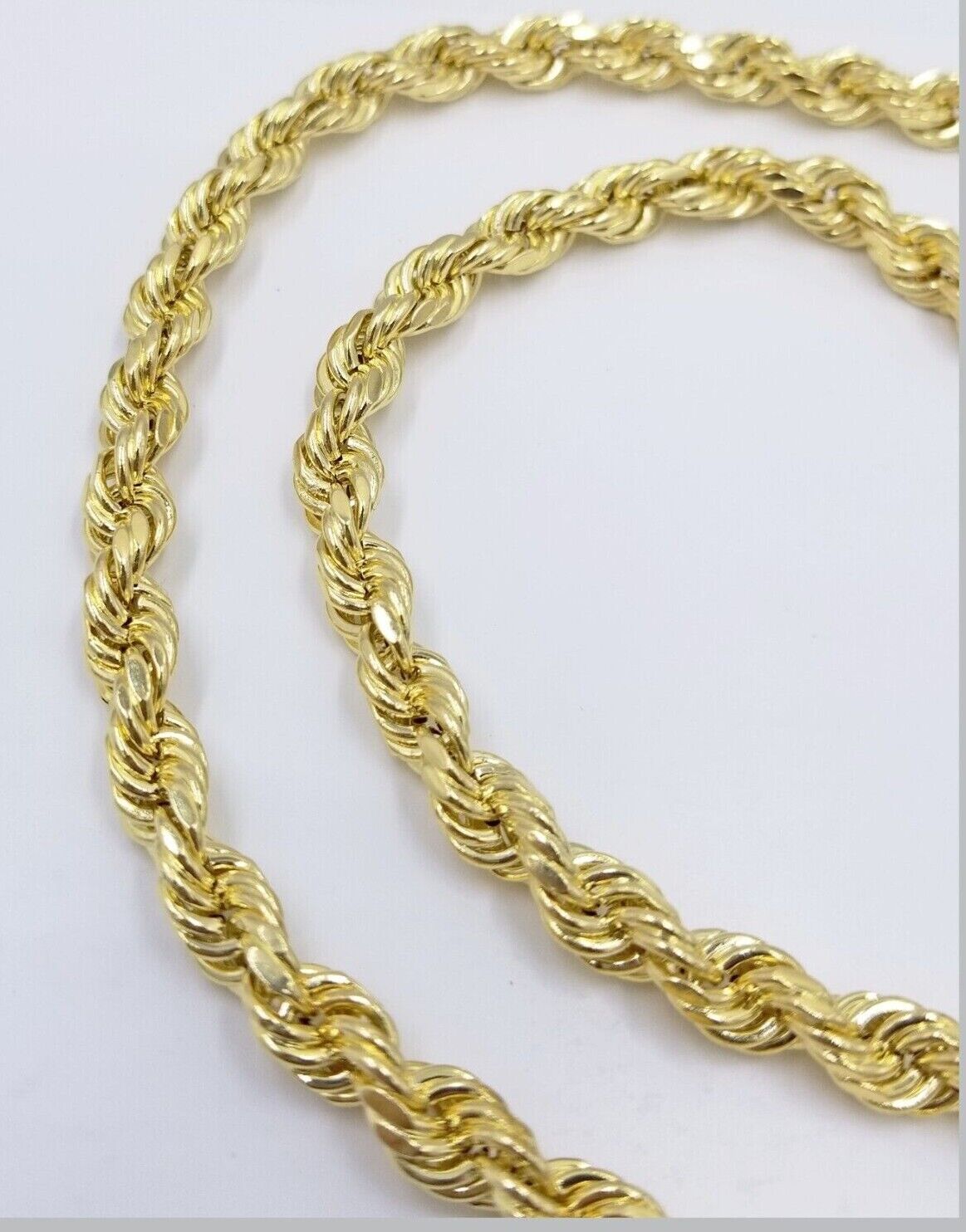 Real 14k Yellow Gold Rope Chain 6.5mm 24" inch Long 14kt Men's Necklace