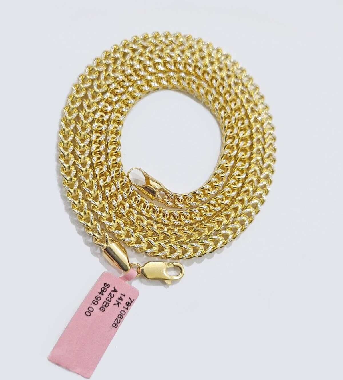 14k Yellow Gold Franco Chain Two-tone Necklace 4mm 22 Inch Diamond Cut 14kt SALE