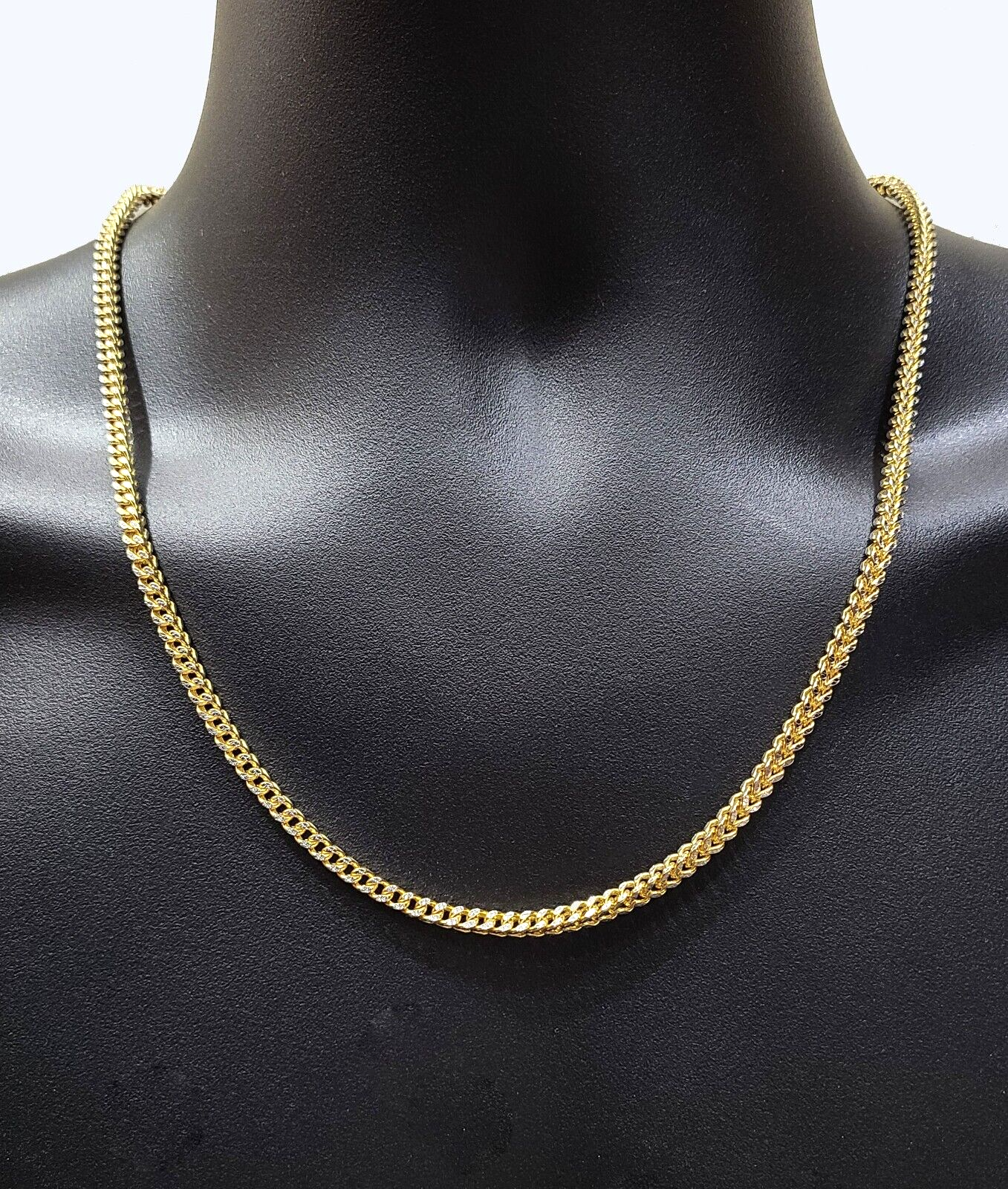 Real 14k Yellow Gold Necklace Franco Diamond Cut Chain 3mm 22" inch 14kt Unisex