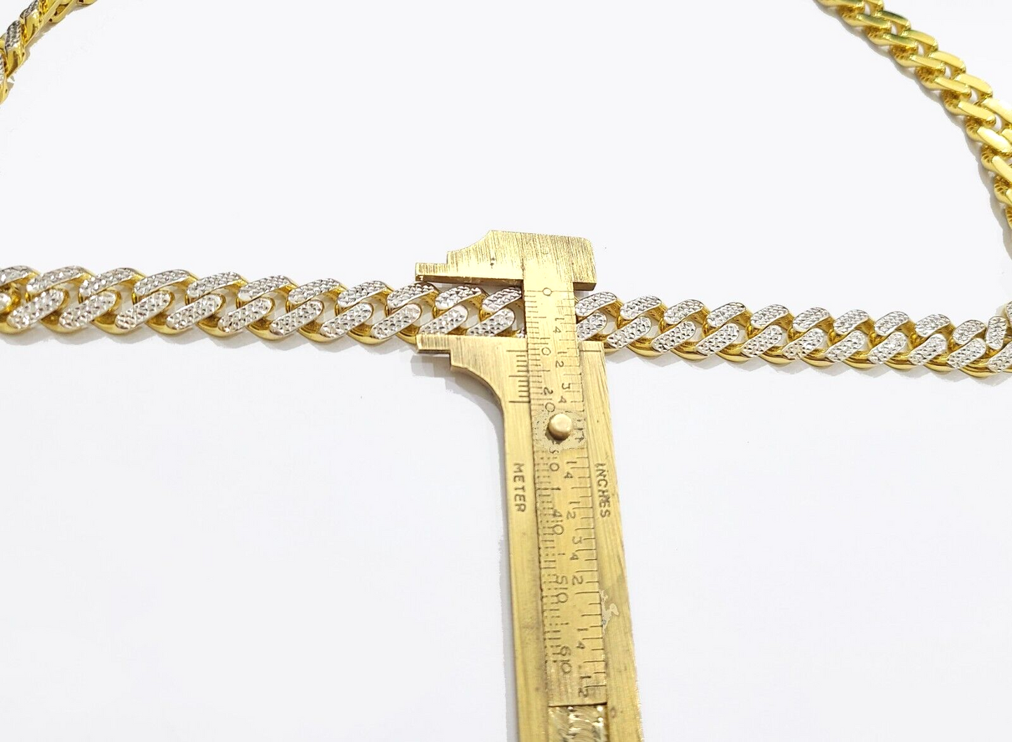 Real 10k Yellow Gold 10mm Monaco Chain Diamond Cut 22" inch Necklace