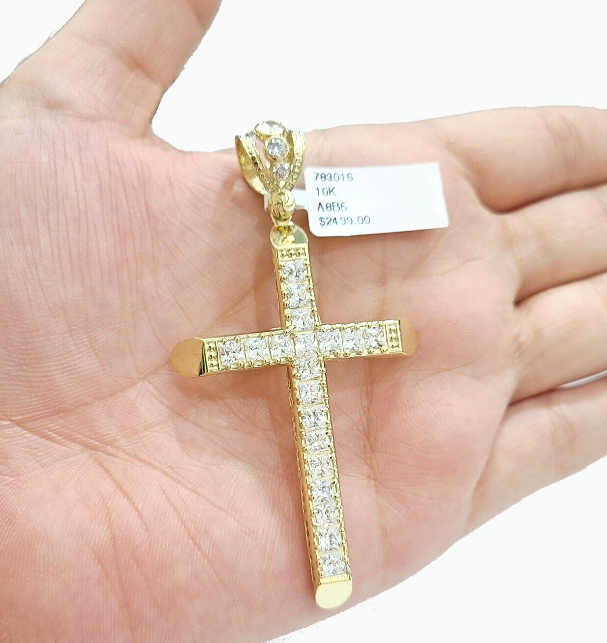 Real 10k Yellow Gold Jesus Cross Charm Pendant 2.5'' Inches