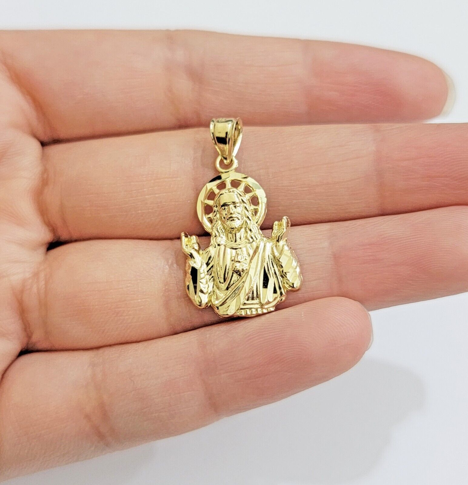 10k Gold Rope Chain Jesus Head pendant Set 3mm 24 Inch Necklace & Charm REAL 10k