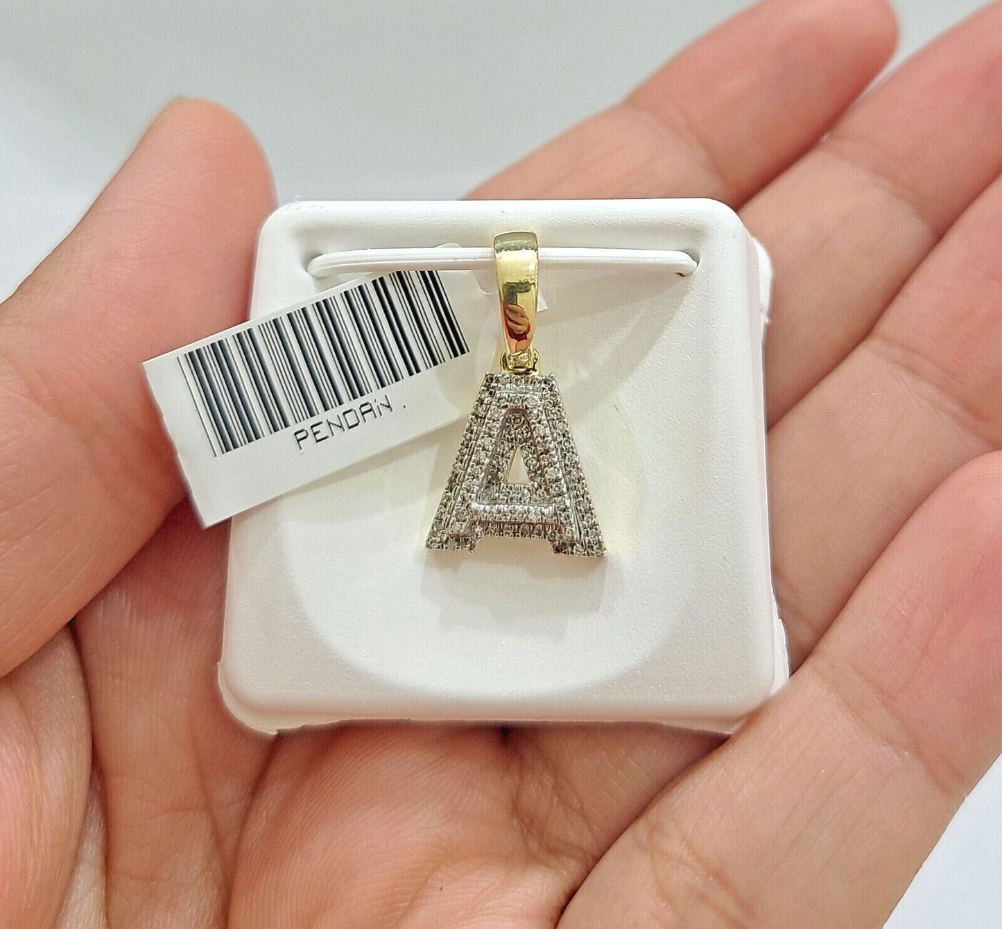Real 10K Yellow Gold Initials Diamond Cut Charm A-Z Pendant Alphabets