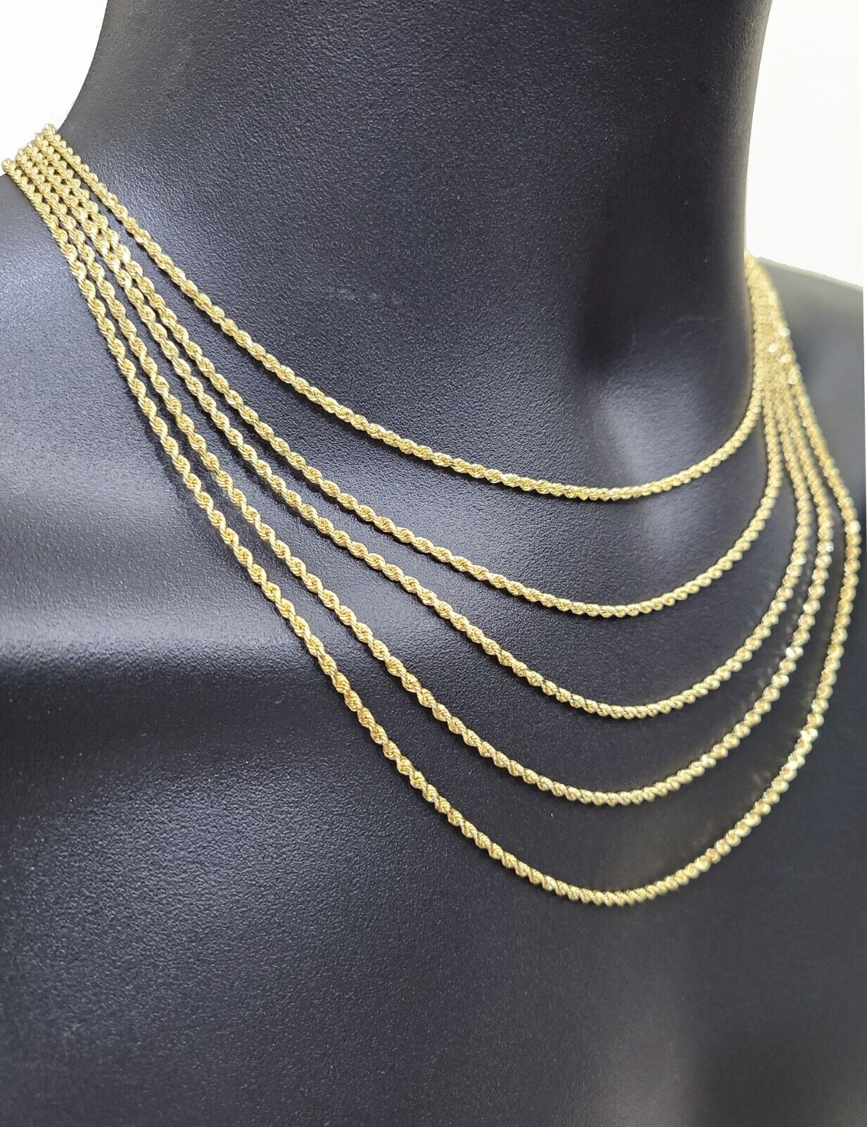 Solid 18k Yellow Gold Necklace Rope Chain 2mm 16 Inch Real 18kt For Ladies SALE