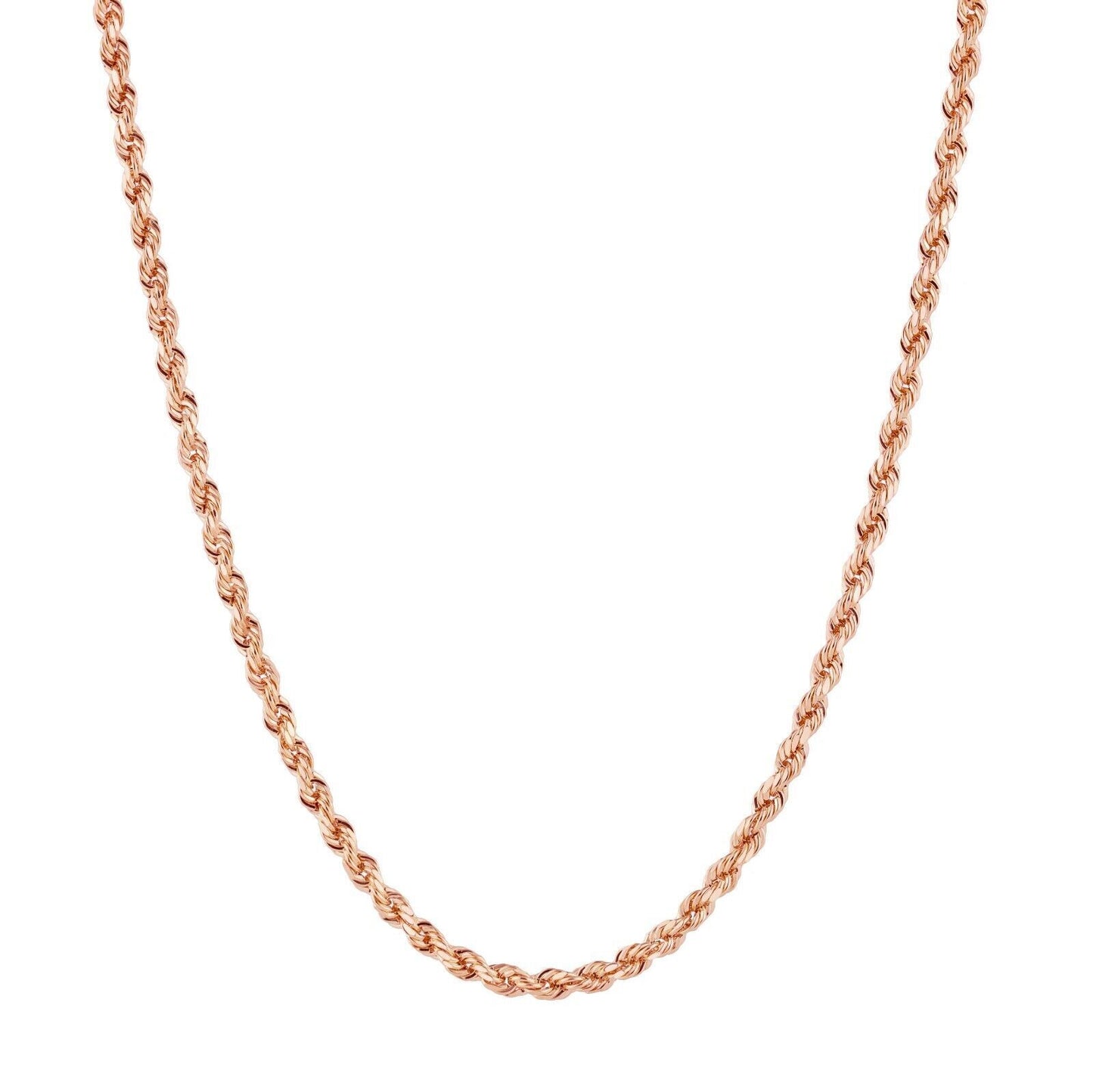 Real 10K Solid Rose Gold Rope Chain 4-6mm Necklace 18-24'' inches Lobster Lock