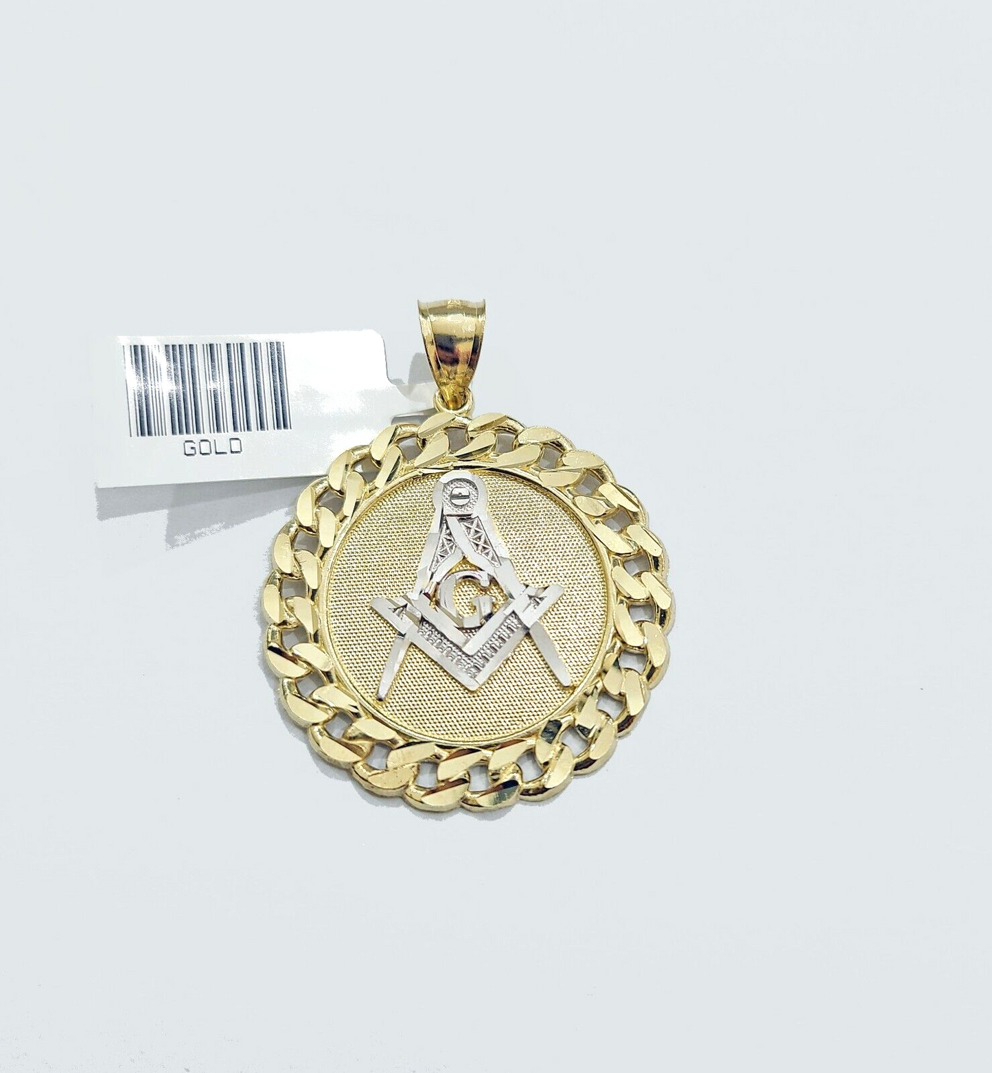 Real 10k Yellow Gold Masonic Charm 1.5'' inches Pendant 10kt for Chain