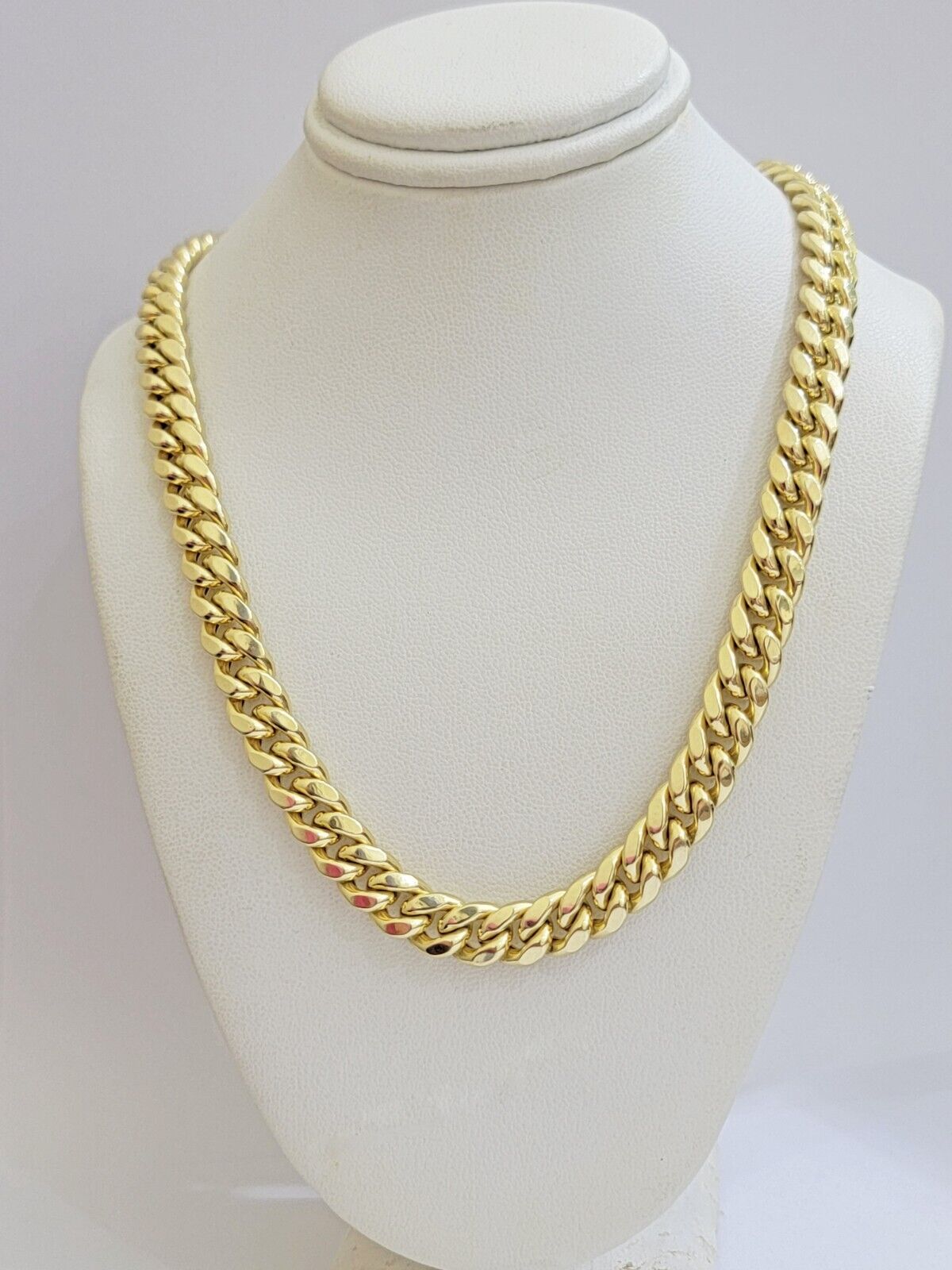 Real 14k Yellow Gold Necklace Miami Cuban Link Chain 9mm 20 inch Short Mens 14kt