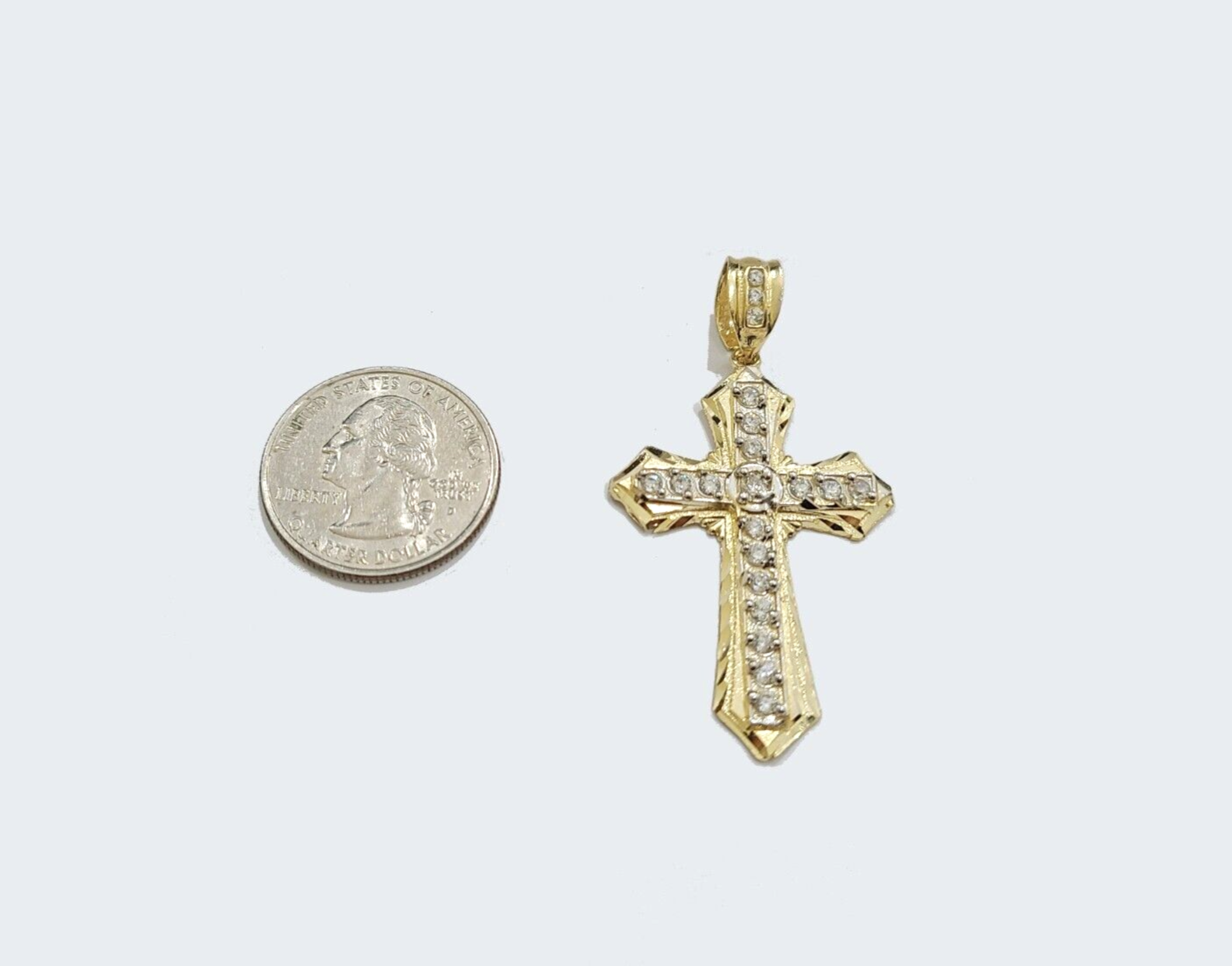 Real 10k Gold Jesus Crucifix Cross Pendant Charm 10kt Yellow 2'' Inch For Chain