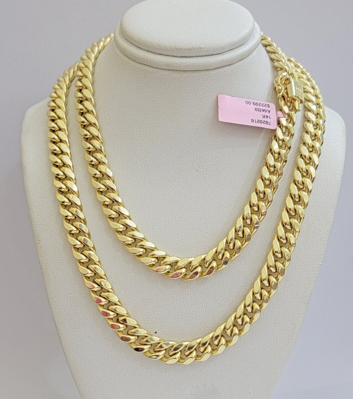 14k Yellow Gold Chain Miami Cuban Link Necklace 9mm 24 Inch Real 14KT For Men's