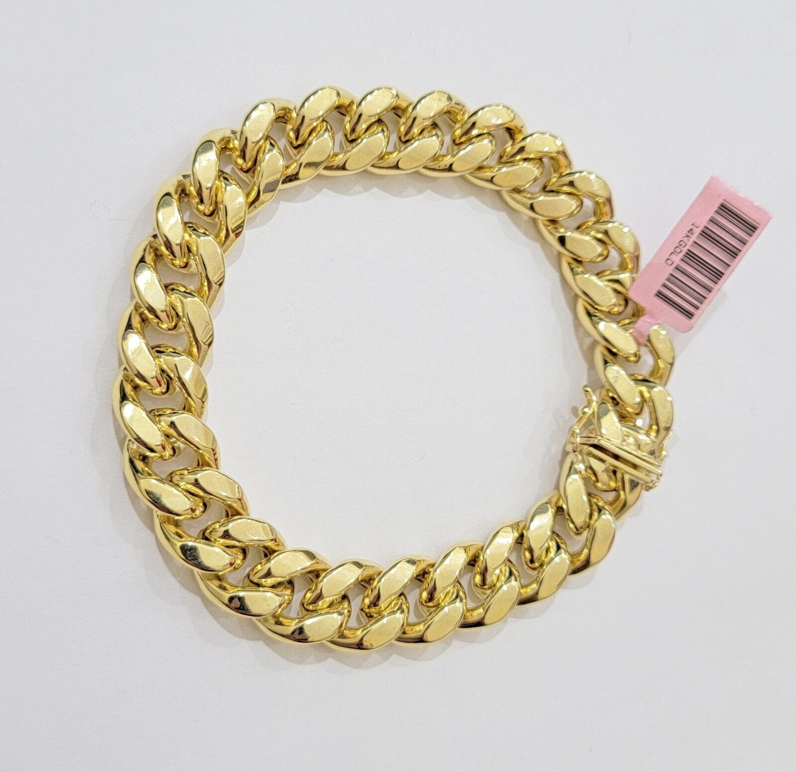 13mm 14k Yellow Gold Bracelet Inch Miami Cuban Link Box Clasp