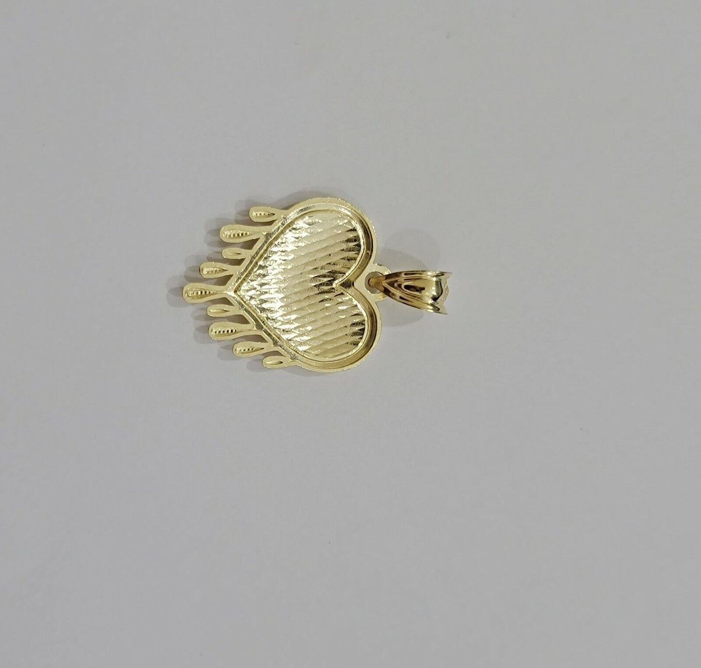 Real 10k Yellow Gold Heart Pendant Ladies charm Dripping Heart 10kt gold Women