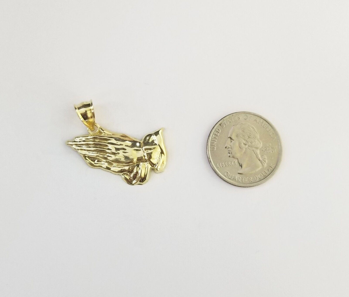 Real 10k Yellow Gold Praying Hands Charm Pendant 10kt for Chain Men Women