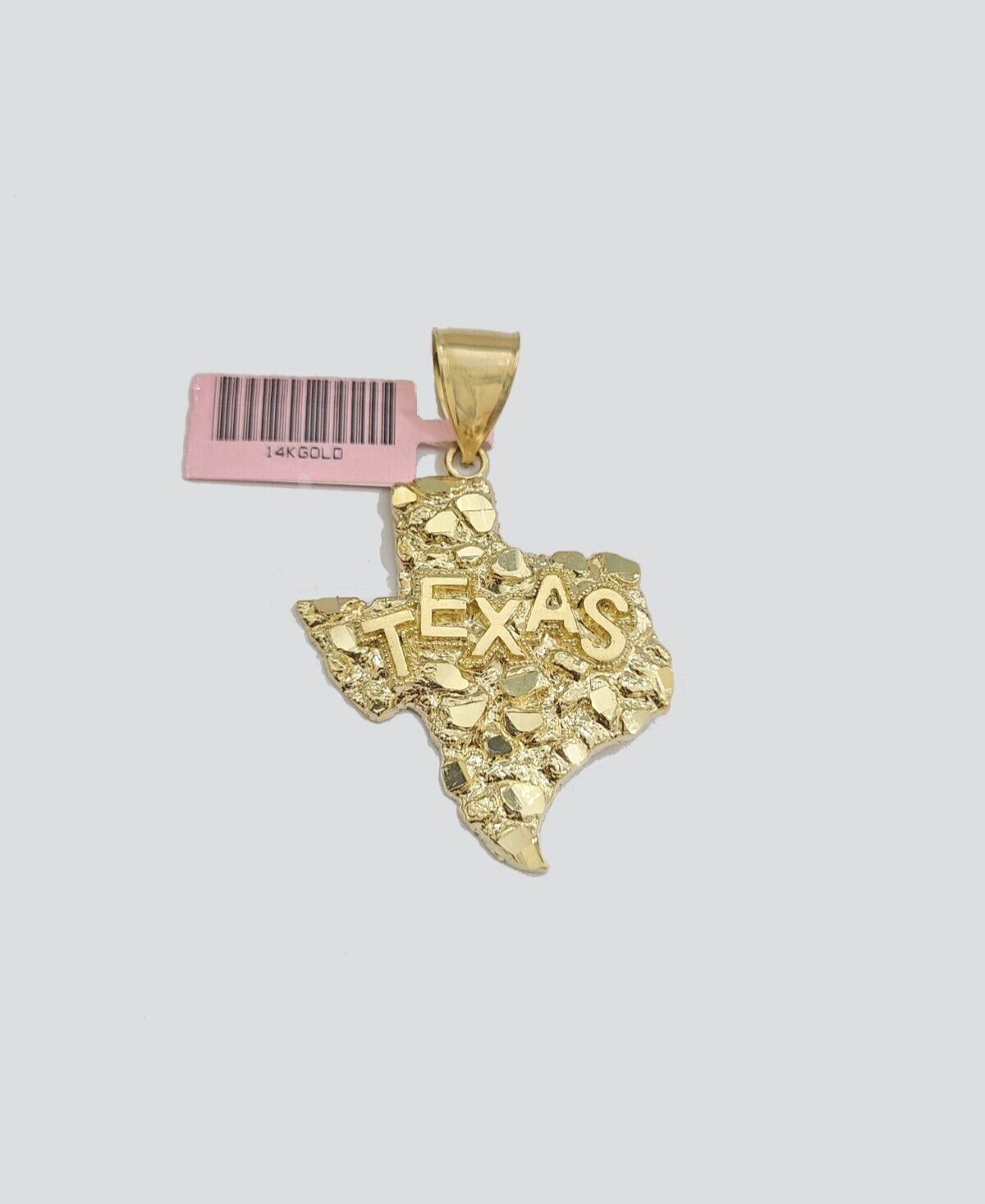 Real 14k Yellow Gold Texas Map Charm 2'' Inch Pendant 14kt for Chain & Necklaces