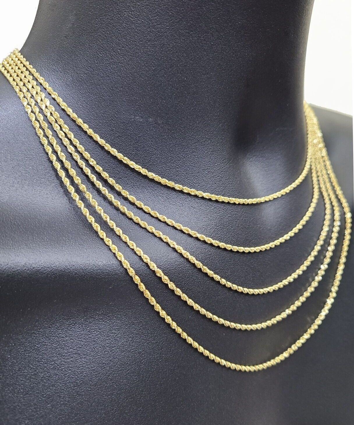 Solid 18K Yellow Gold Necklace Rope Chain 2mm 18'' inch Real 18kt Men Women Sale
