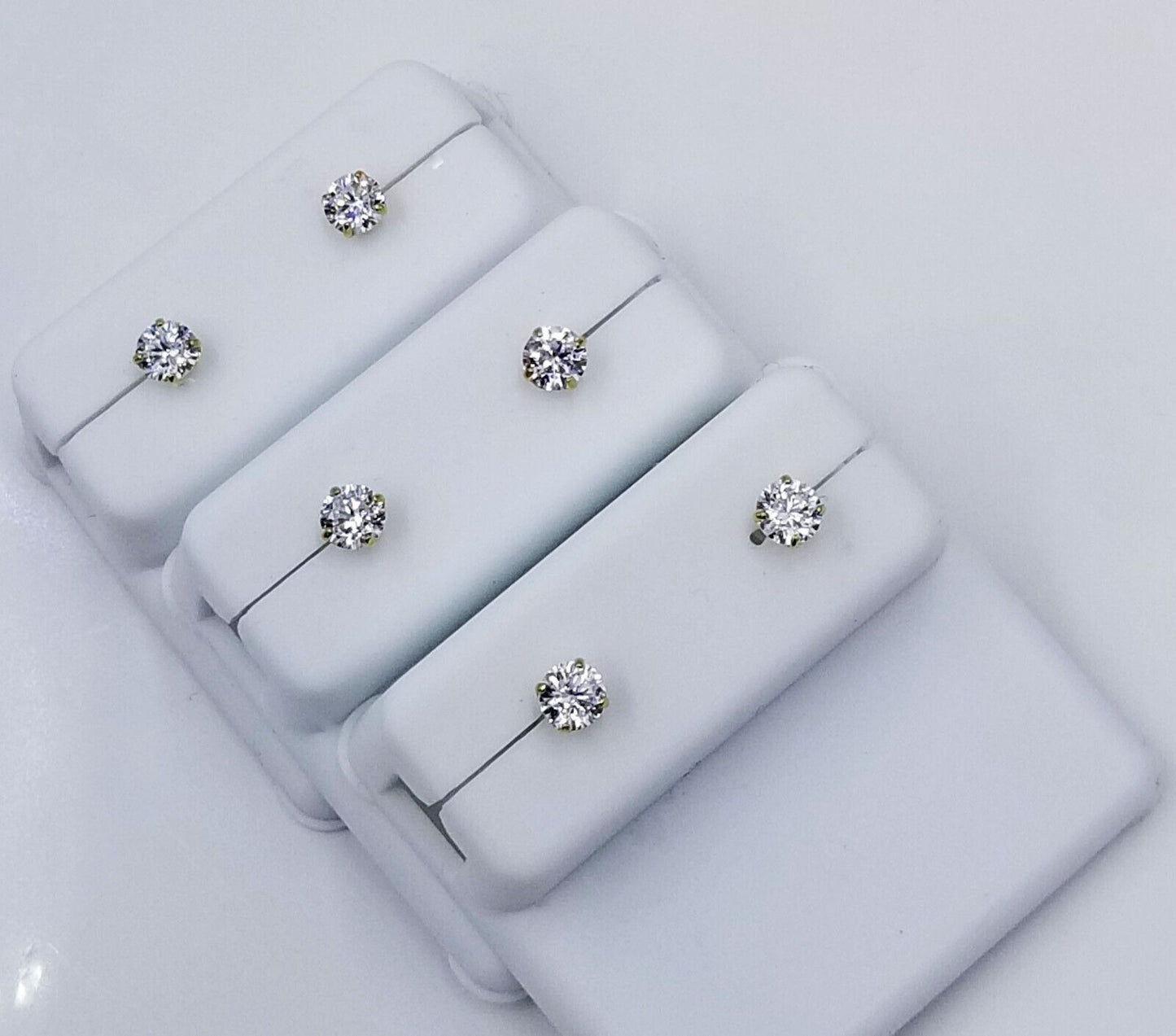 Real 10k Gold Stud Earring Round Solitaire Design Men Women Free Shipping