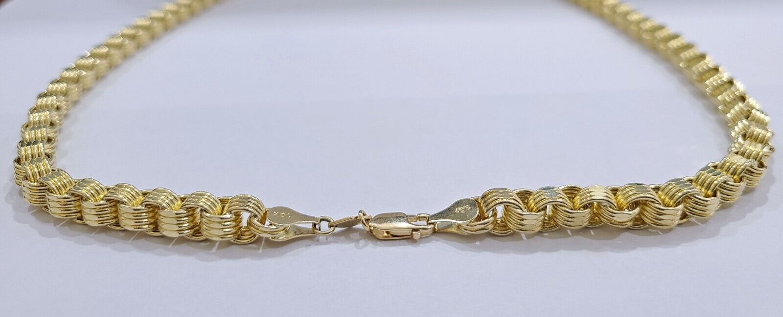 Real 10k Yellow Gold Box Byzantine Chain 24'' Necklace Jesus Cross Charm pendant