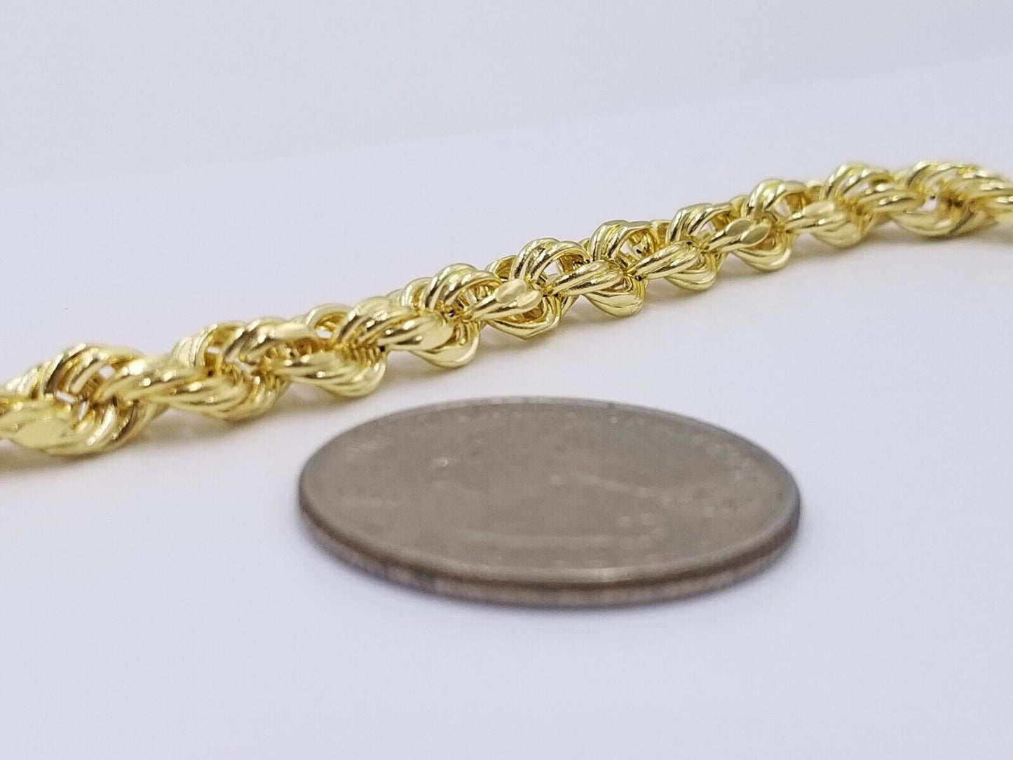 Real 14k Yellow Gold Necklace Rope Chain 6mm 26" inch 14kt Men's Chain For Charm