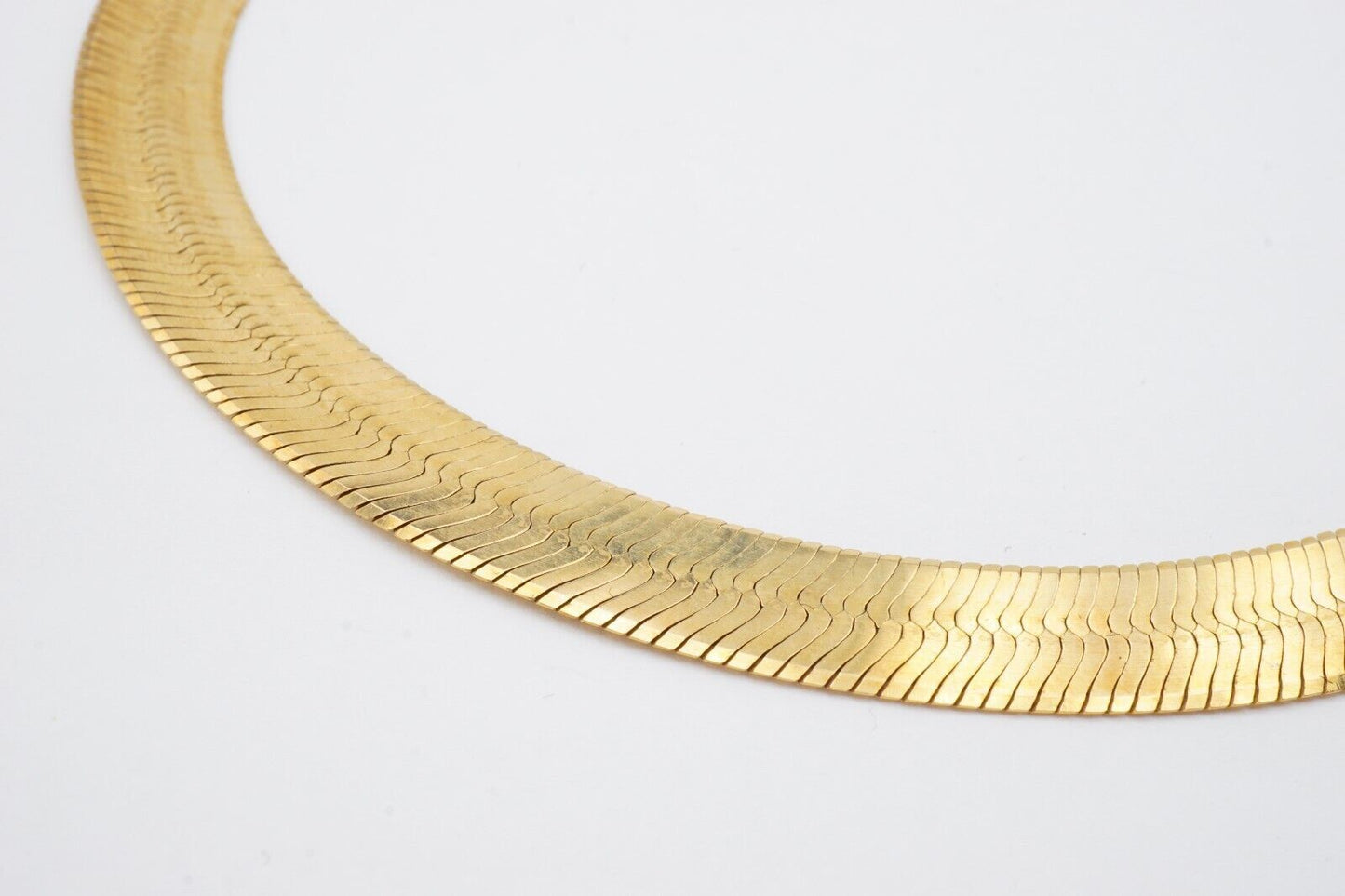 Real 10k Yellow Gold 9mm Herring Bone Chain Necklace 22" Inch Lobster lock