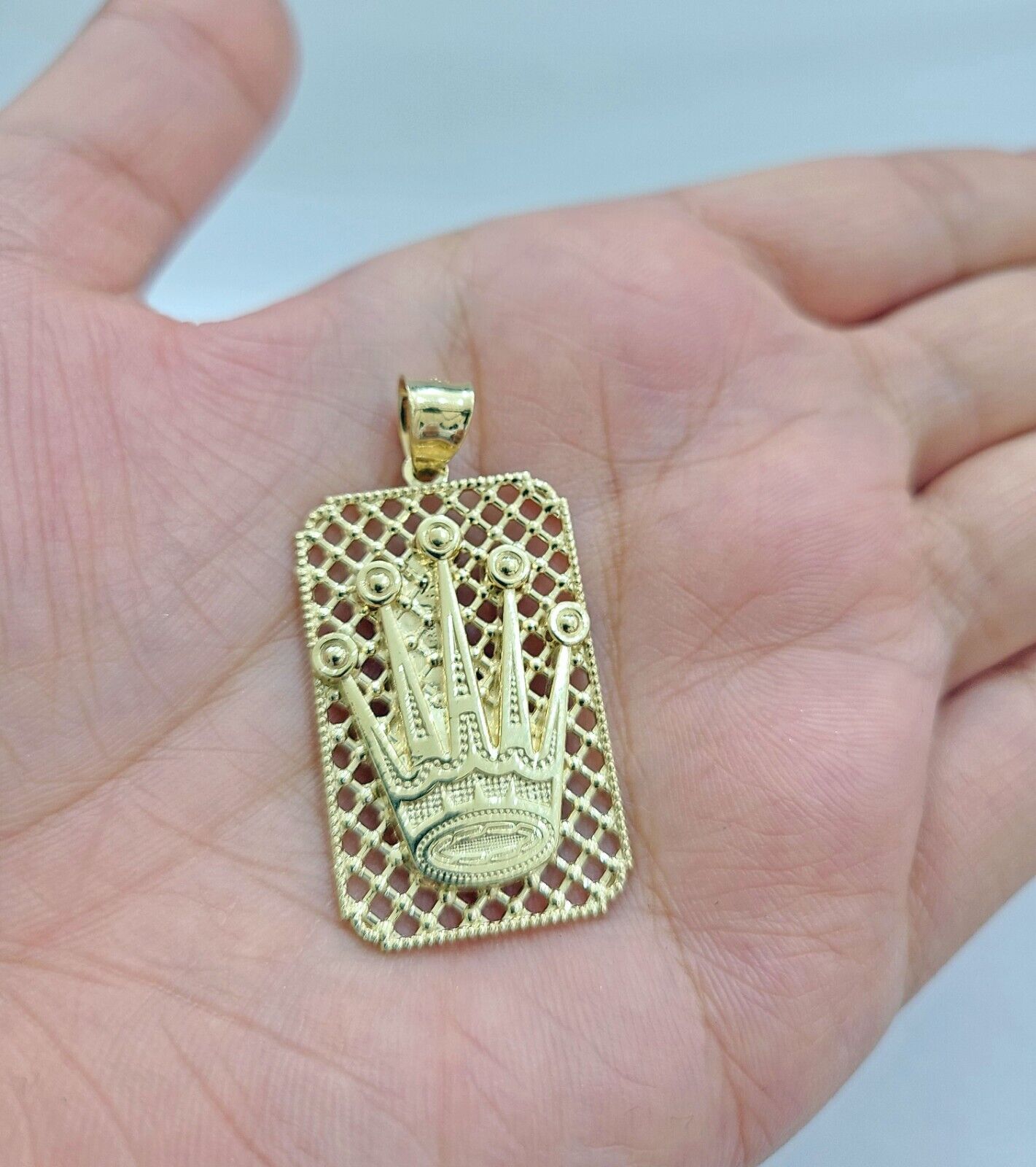 Mens gold hot sale crown pendant