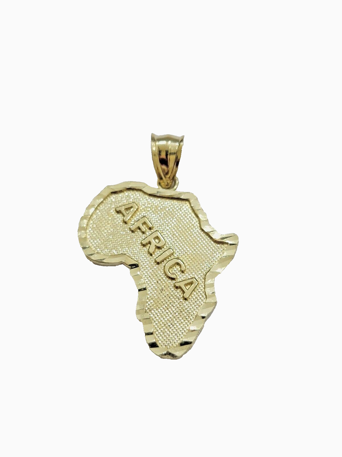 Real 10k Yellow Gold Africa Map Charm 1 Inch Pendant 10kt Chain & Necklace SALE