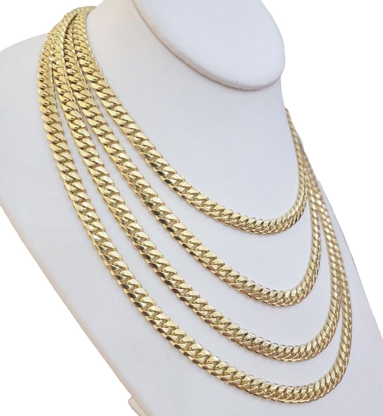 14K Solid Yellow Gold Miami Cuban Link Chain Box Lock Necklace