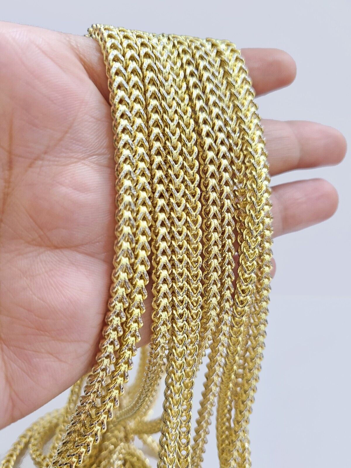 14k Yellow Gold Franco Chain Two-tone Necklace 4mm 22 Inch Diamond Cut 14kt SALE