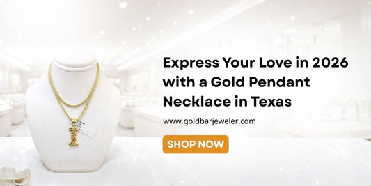 Gold pendant necklace displayed as a romantic Valentine’s Day 2026 gift in Texas