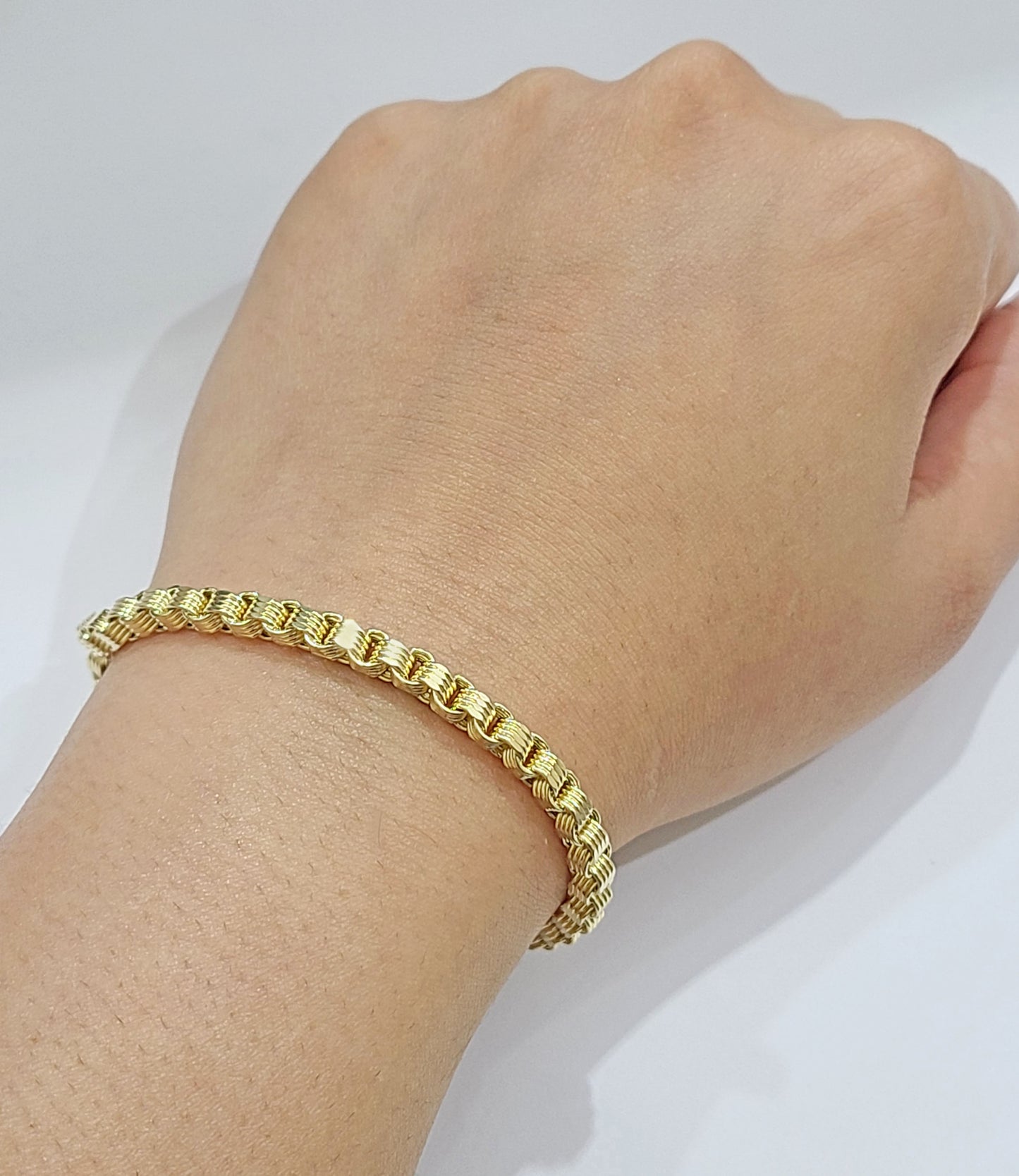 10k Yellow Gold Box Byzantine Bracelet 4mm Unisex 9.5" inch Real 10kt Men Women
