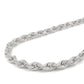 Real 10K White Gold Rope Chain 6mm Necklace 24'' Inches Lobster Lock 10kt