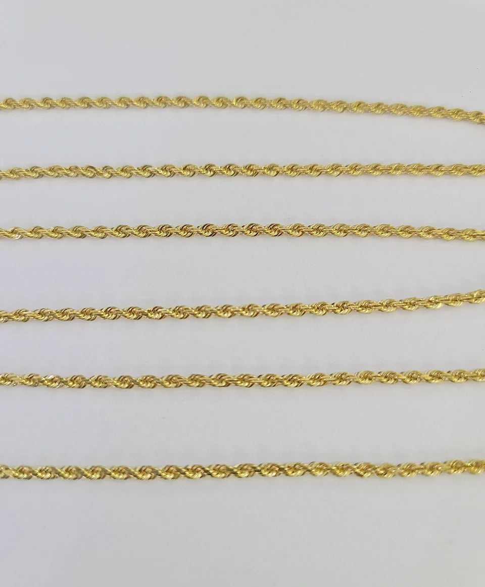 Real 18k Rope Chain Necklace 22 Inches 1mm Yellow Gold Men Women 18KT SOLID