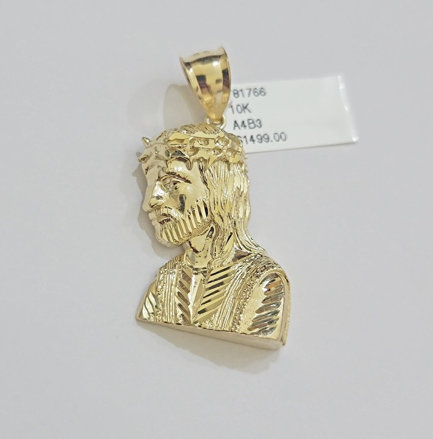 Real 10k Gold Jesus Head Charm Pendant Cuban Link Chain 4mm 24 Inch Necklace SET