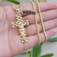 Real 10k Gold Franco Chain Cross Charm SET 18-24 Inch 2mm Necklace Jesus Pendant