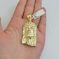 Real 10k Yellow Gold charm Pendant Jesus Head 2 Inch For Men's 10KT / CAL