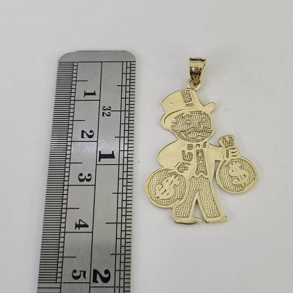 10k Grandpa Money Bag Charm Pendant REAL 10Kt Yellow Gold Real