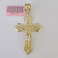 Real 14k Yellow Gold Cross Charm Pendant 14kt Jesus Crucifix With Stone For Mens