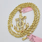 REAL 14k Gold Rope Necklace Anchor Charm Pendant SET SOLID 4mm 24 Inch Necklace