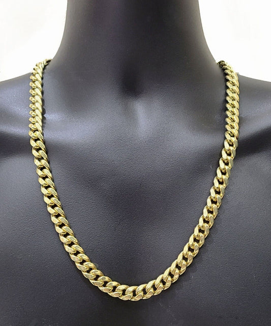 14k Yellow Gold Necklace Miami Cuban Link Chain 9mm 28 Inch  Box Lock ,Real 14kt