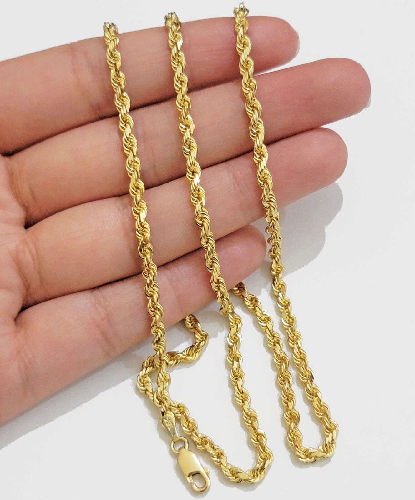 Solid 18k Yellow Gold Necklace Rope Chain 3mm 26'' Inch Real 18kt Mens 18kt SALE