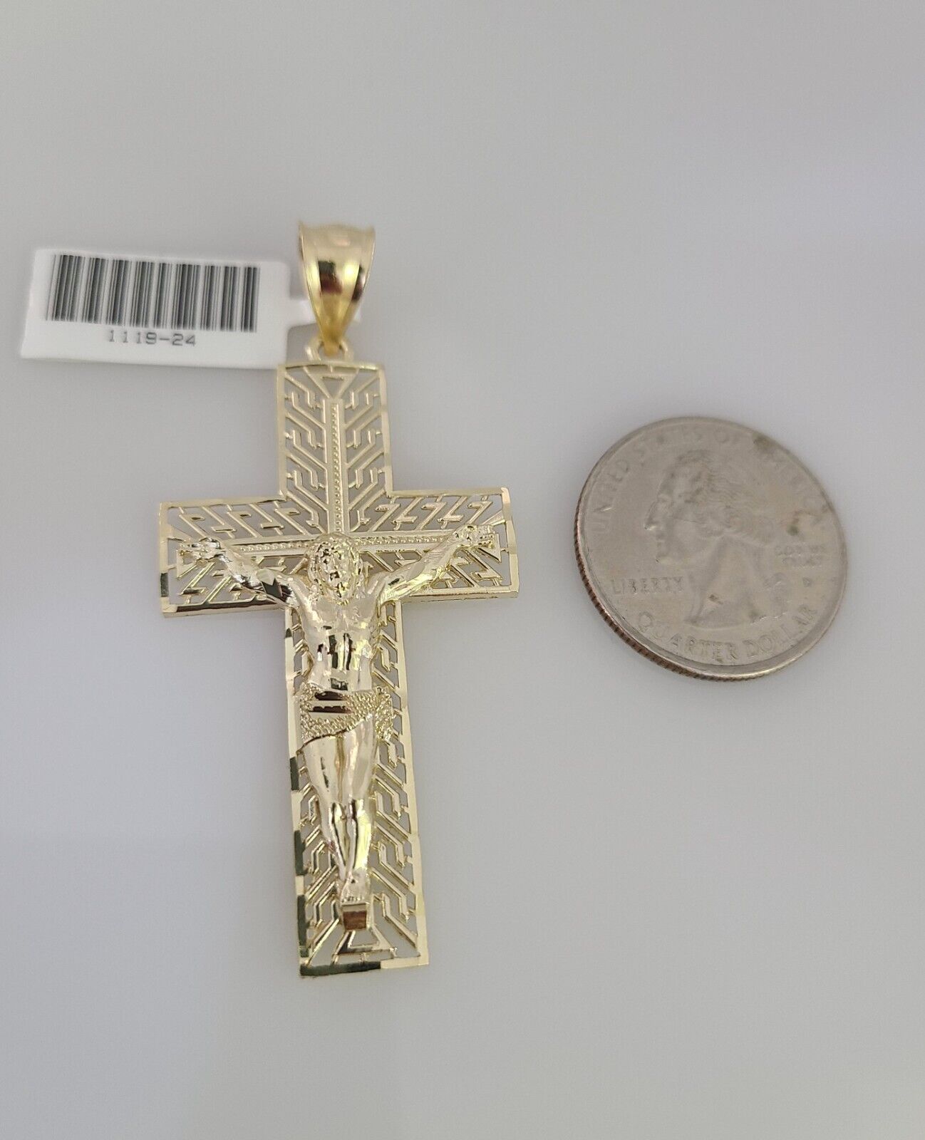 10k Gold Byzantine Chain Necklace Jesus Cross Charm Pendant SET REAL 10kt 3mm